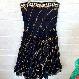 Alberto Makali Puka Shell Twine Embroidery Maxi Skirt Art to Wear Sz 12
